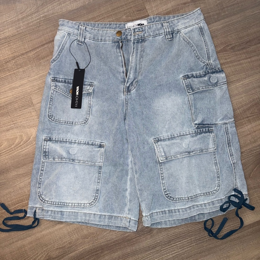 Light Blue Cargo Jorts